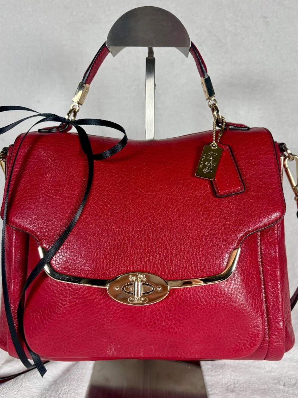 Coach Madison Sadie Flap Satchel in Scarlet Red